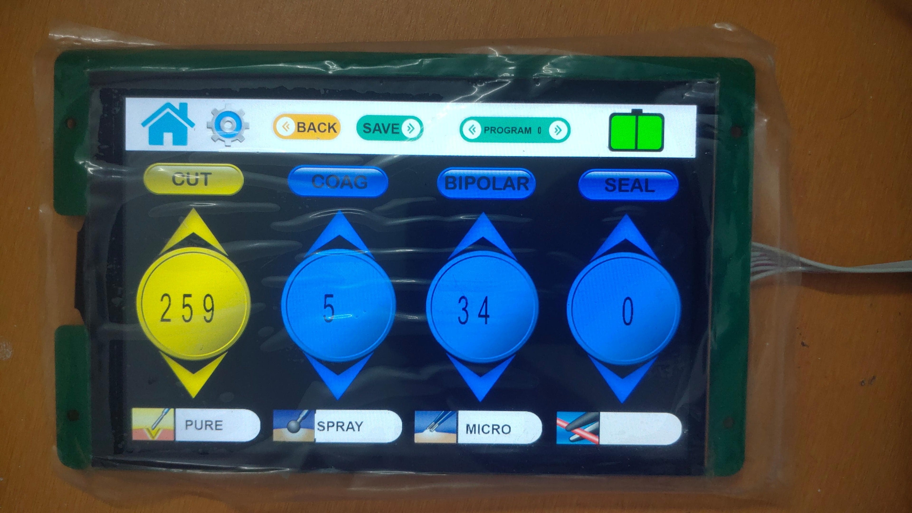 HMI Display for Electrosurgical Unit (ESU)